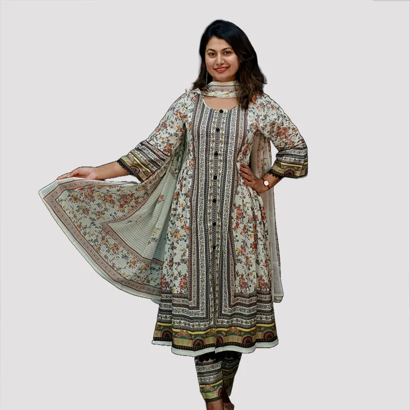 Women Premium Cotton Salwar Kameez Orna Pant Set 6581A