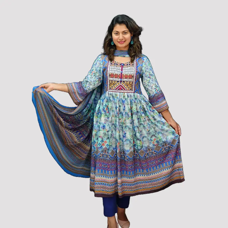 Digital Printed AcCotton Trendy  Two Pieces kurtis 6577