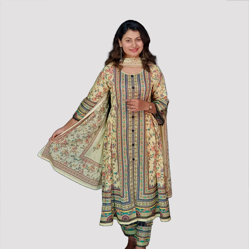 Women Premium Cotton Salwar Kameez Orna Pant Set 6581Y