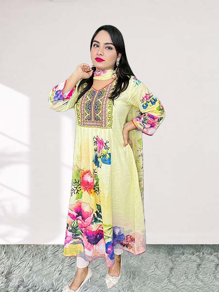 Women Printed Cotton Two Pcs Ethnic Dress