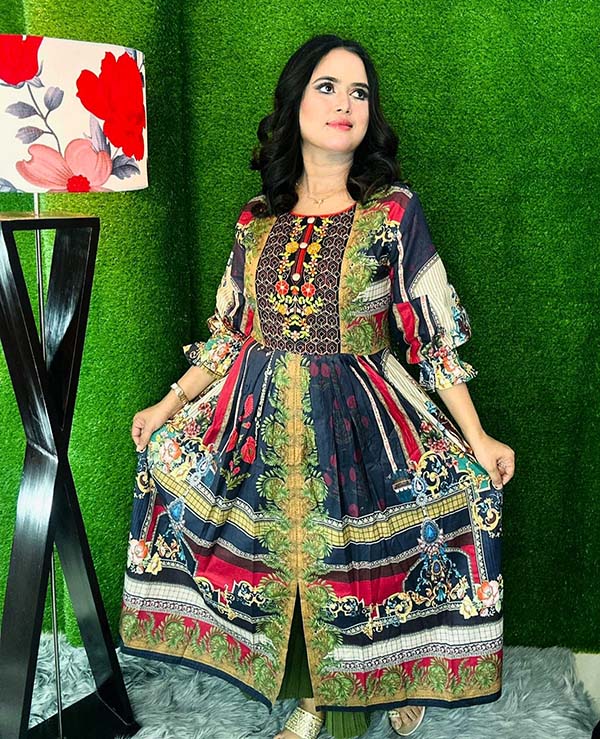 Women Printed Cotton Round Kurtis