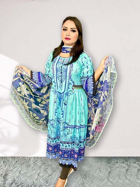 Women Printed Cotton Two Pcs Ethnic Dress