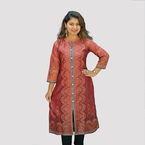 Digital Printed Sequin Dhupian Chundi Trendy kurtis 6523