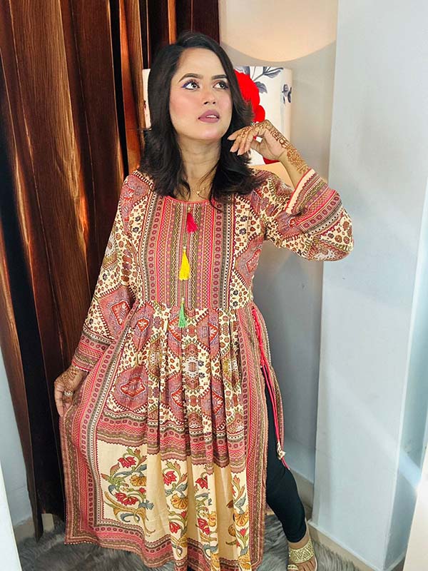 Women Printed Cotton naira cut Ethnic Dress